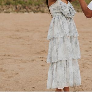 Sofia the Label Bow Front Tiered Midi Dress